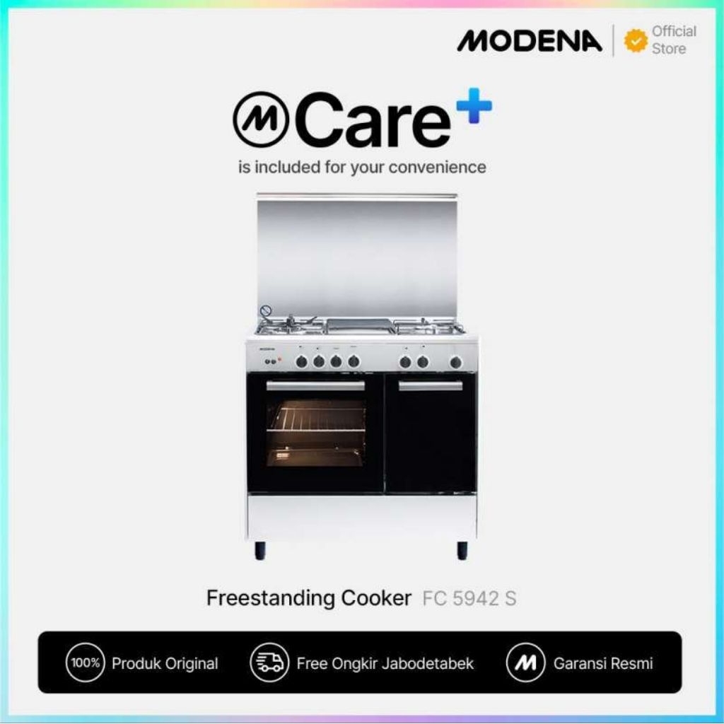 MODENA FC5942S Kompor freestanding 4 tungku FC 5942 S Freestanding Cooker warna Silver