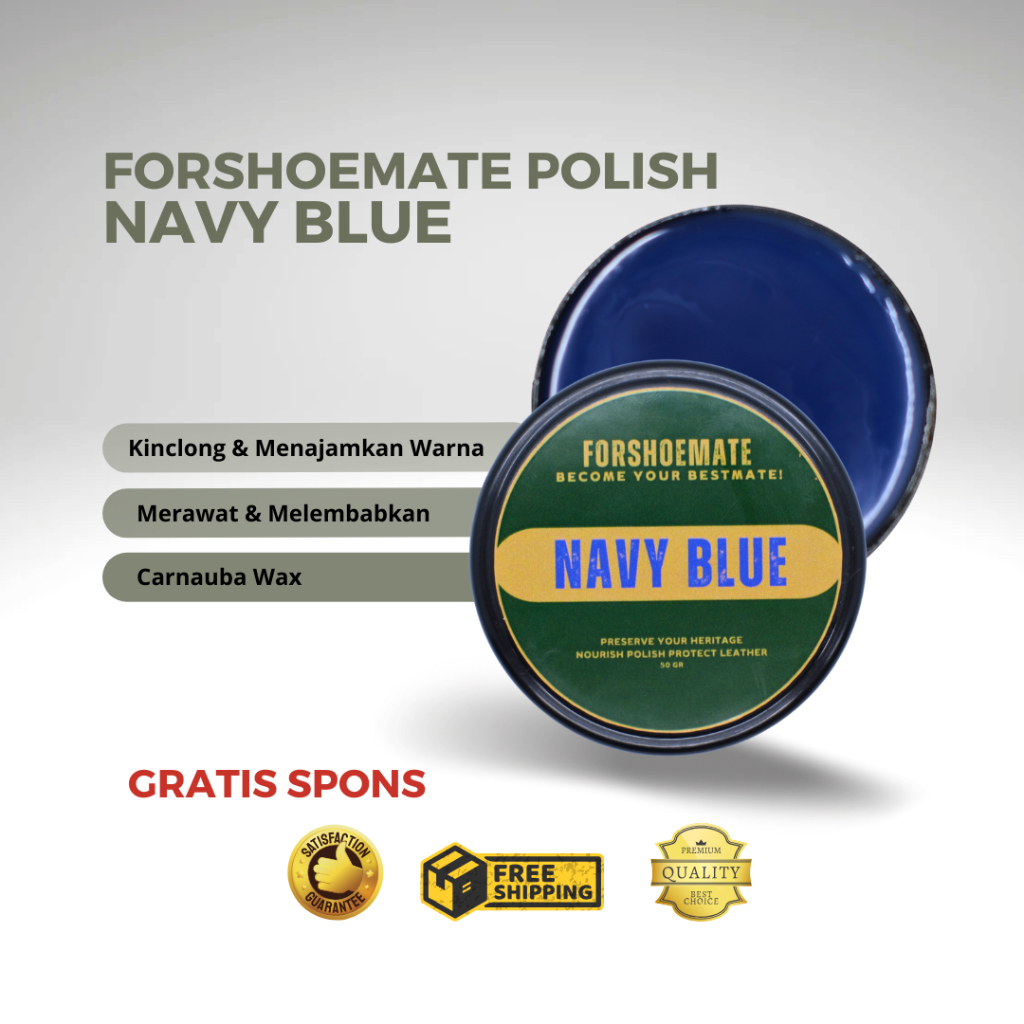 FORSHOEMATE Navy Blue 50gr | Semir Pengkilap Sepatu Kulit Biru | Leather Balm Leather Balsam Wonder 