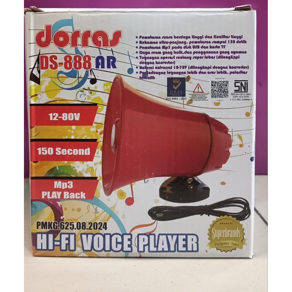 pengeras suara speaker dan rekam DORRAS DS 888 AR / speaker toa megaphone amplifier set dorras 888 A