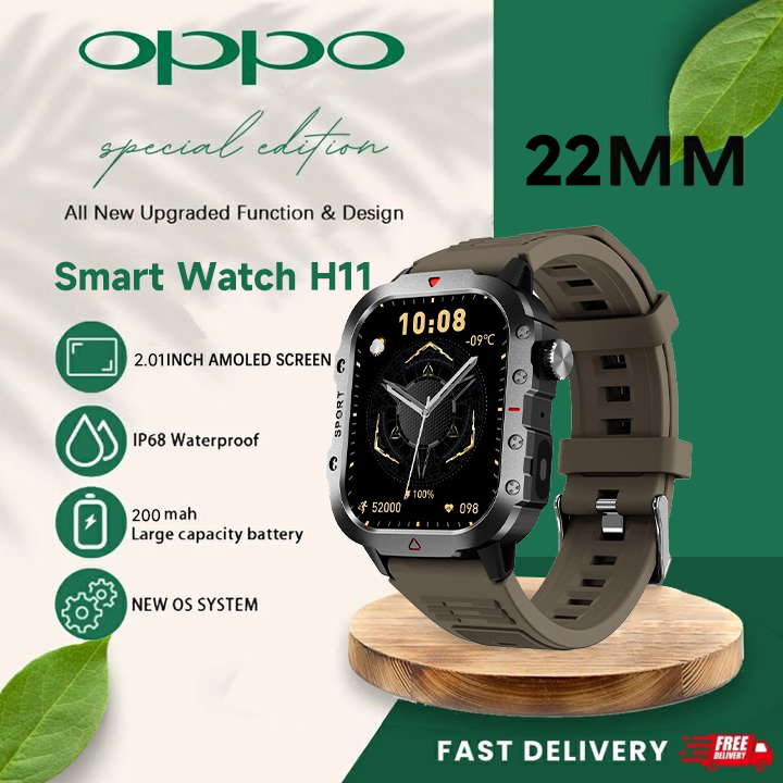 OPPO H11 Jam Smartwatch 2.01 inch Olahraga Tahan Air Panggilan Bluetooth Pria 420mAh Pemantauan Kese