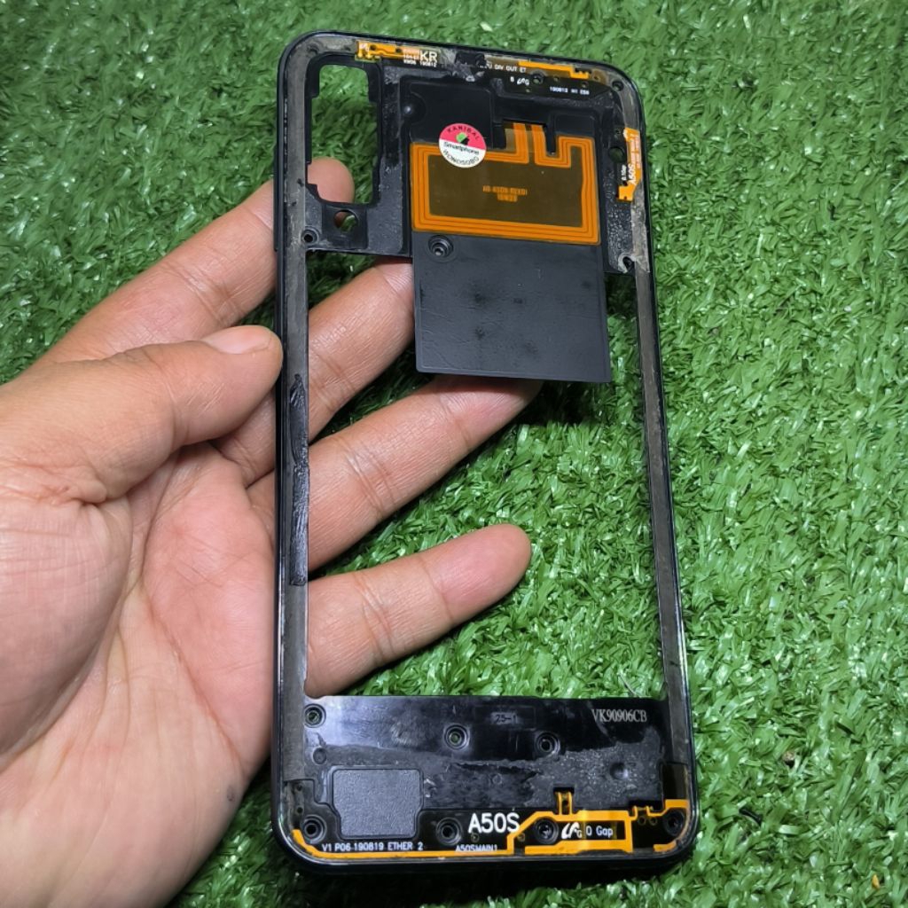 Tutup Mesin Samsung A50s A507 - Bezel Tulangan Tengah Nfc Buzzer Musik - Ori Copotan