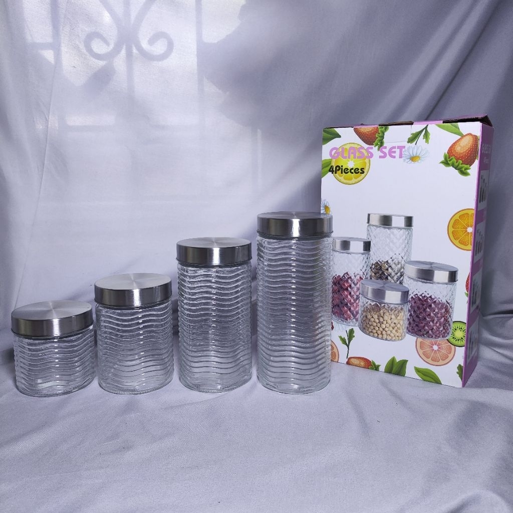 Glass Set Tempat Kue Kaca 4Biji Bulat