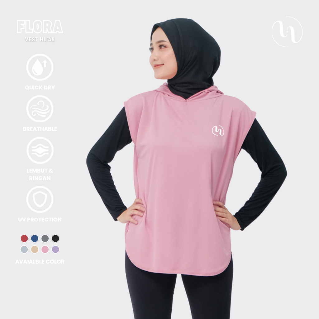 Hivvy - Flora Vest Hijab Baju Kaos Outer Olahraga Wanita Sport DryFit
