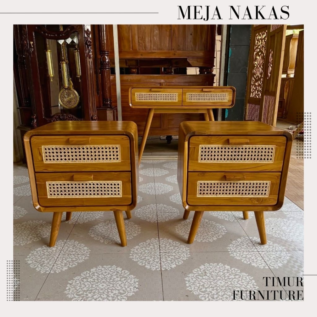 Meja Nakas Modern Minimalis Meja Kecil Kamar Tidur Jati