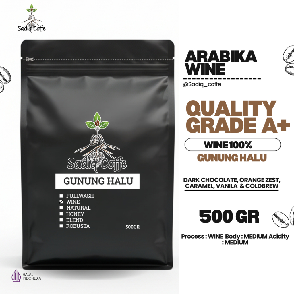 Biji Kopi Arabika Gunung Halu / Kopi Bubuk Arabika Wine Fresh Roast