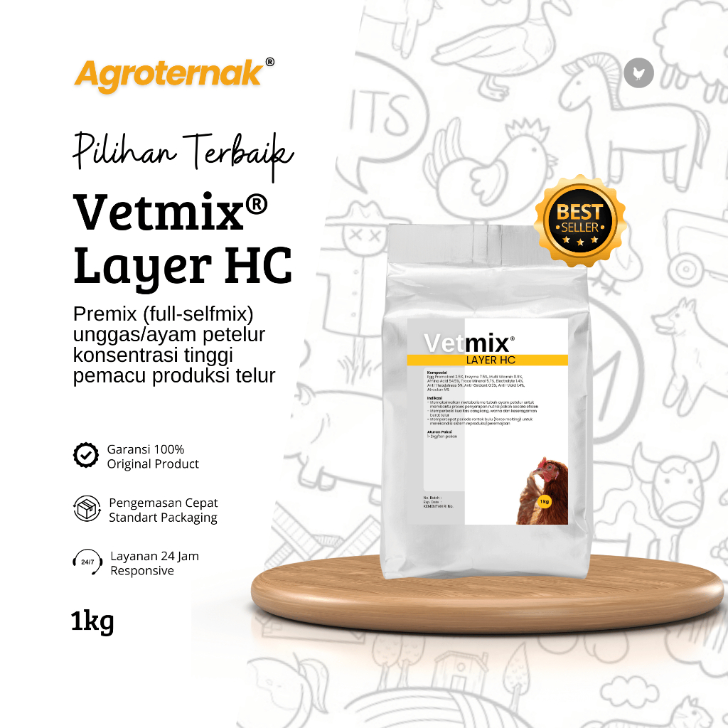 Egg Promotant VETMIX Layer HC Premix (Full Selfmix) Konsentrasi Tinggi Stimulant Productivity Ayam &