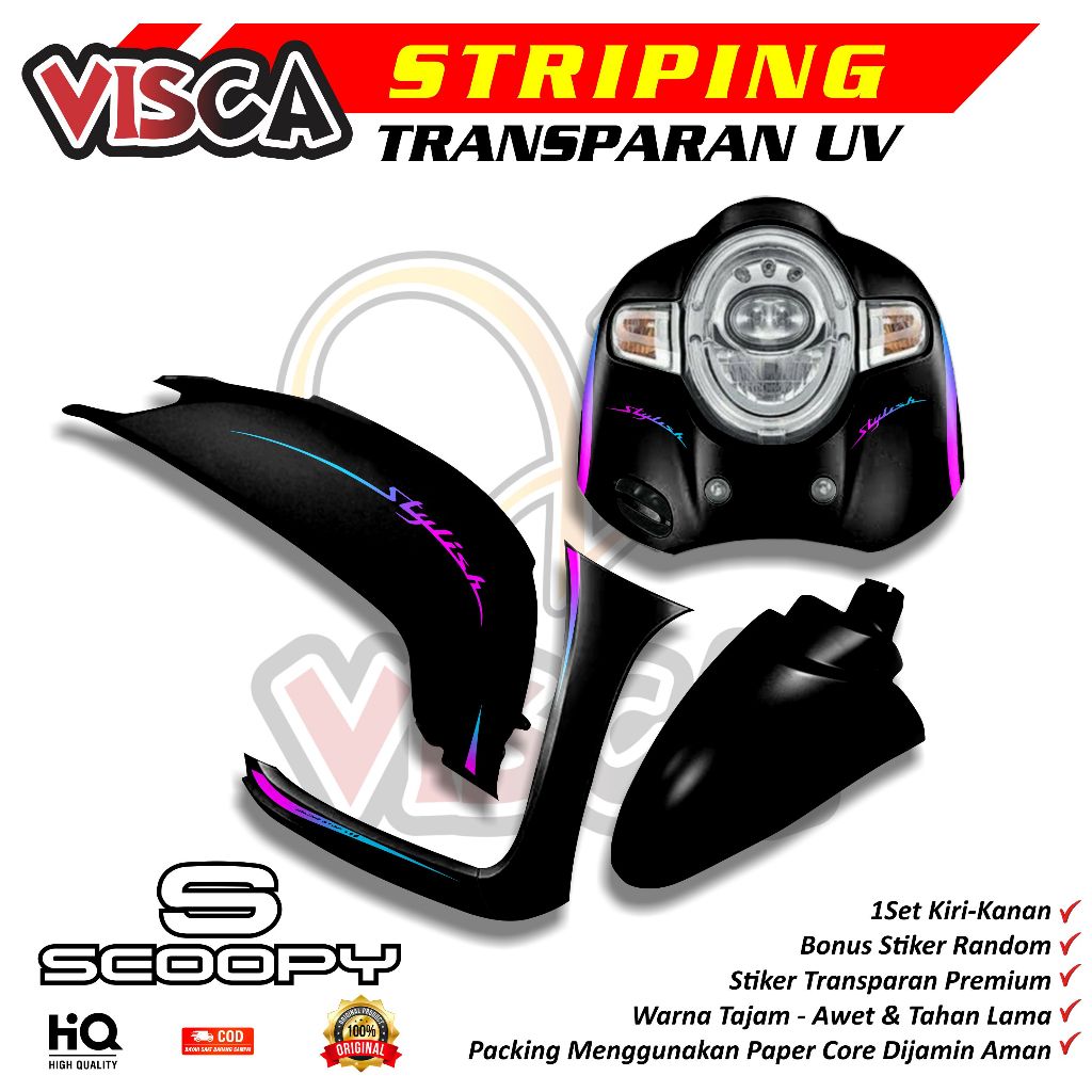 Stiker Striping Tranparan Uv Scoopy New 2017 - 2019 Variasi ORI EDT