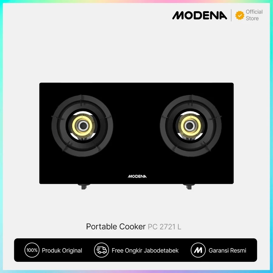 MODENA Portable Cooker - PC 2721 L / Kompor Gas Portable MODENA PC 2721 L 2 Tungku Kaca PC2721L