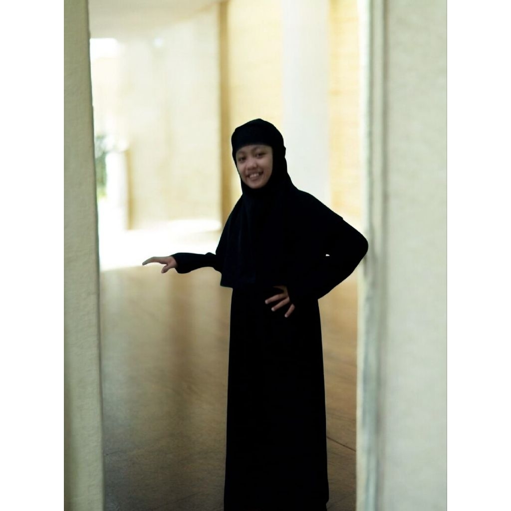 Baju Muslim Anak | Baju Gamis Anak 5 - 12 - 13 Tahun Warna Hitam