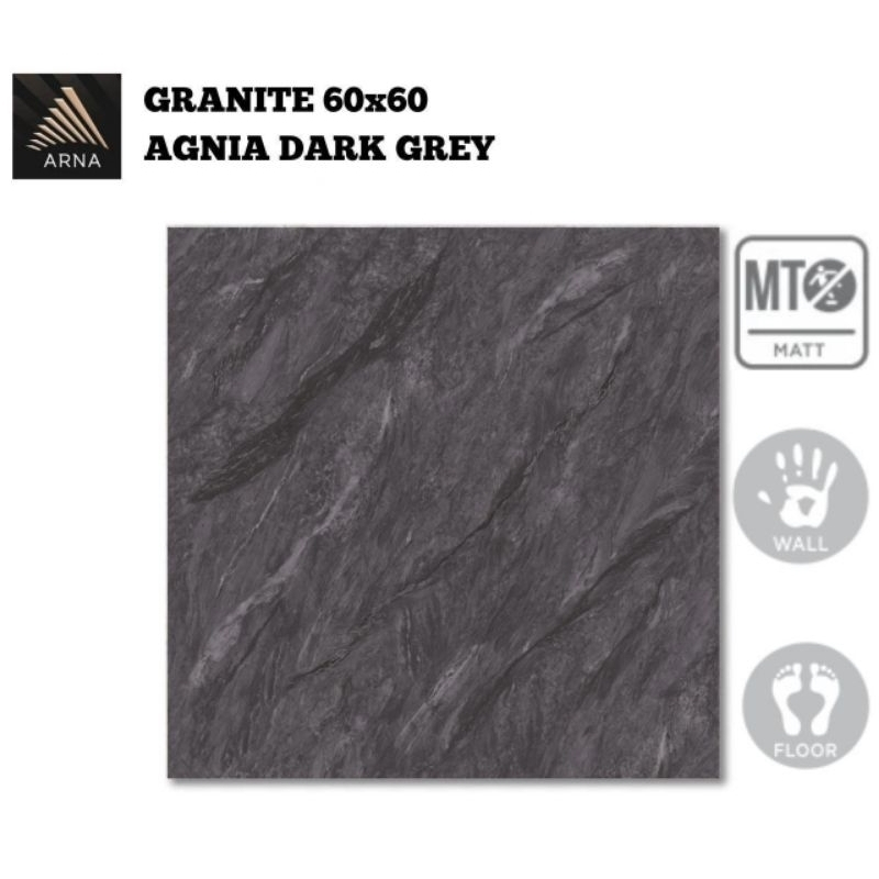 GRANIT LANTAI 60X60 AGNIA DARK GREY