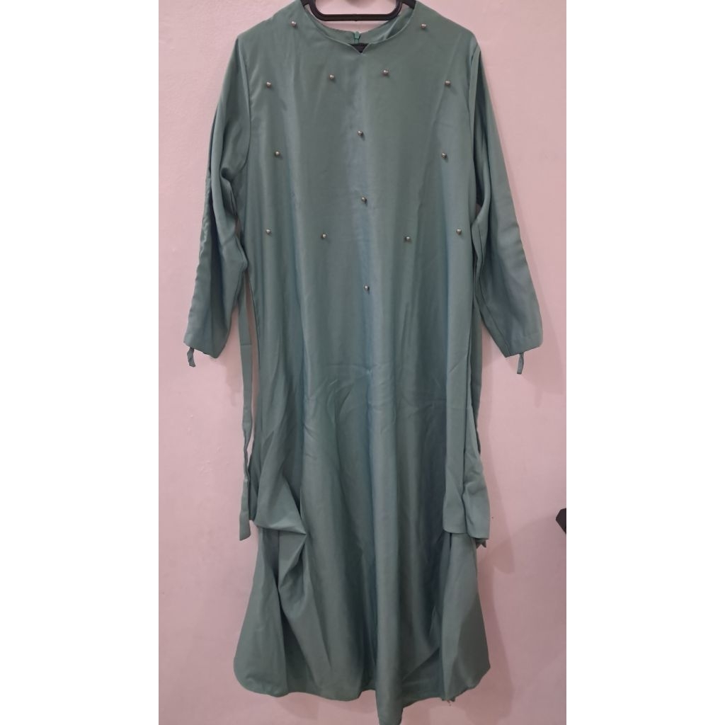 Baju Dres Gamis Wanita Ukuran XL Warna Hijau Tosca - Preloved / Bekas