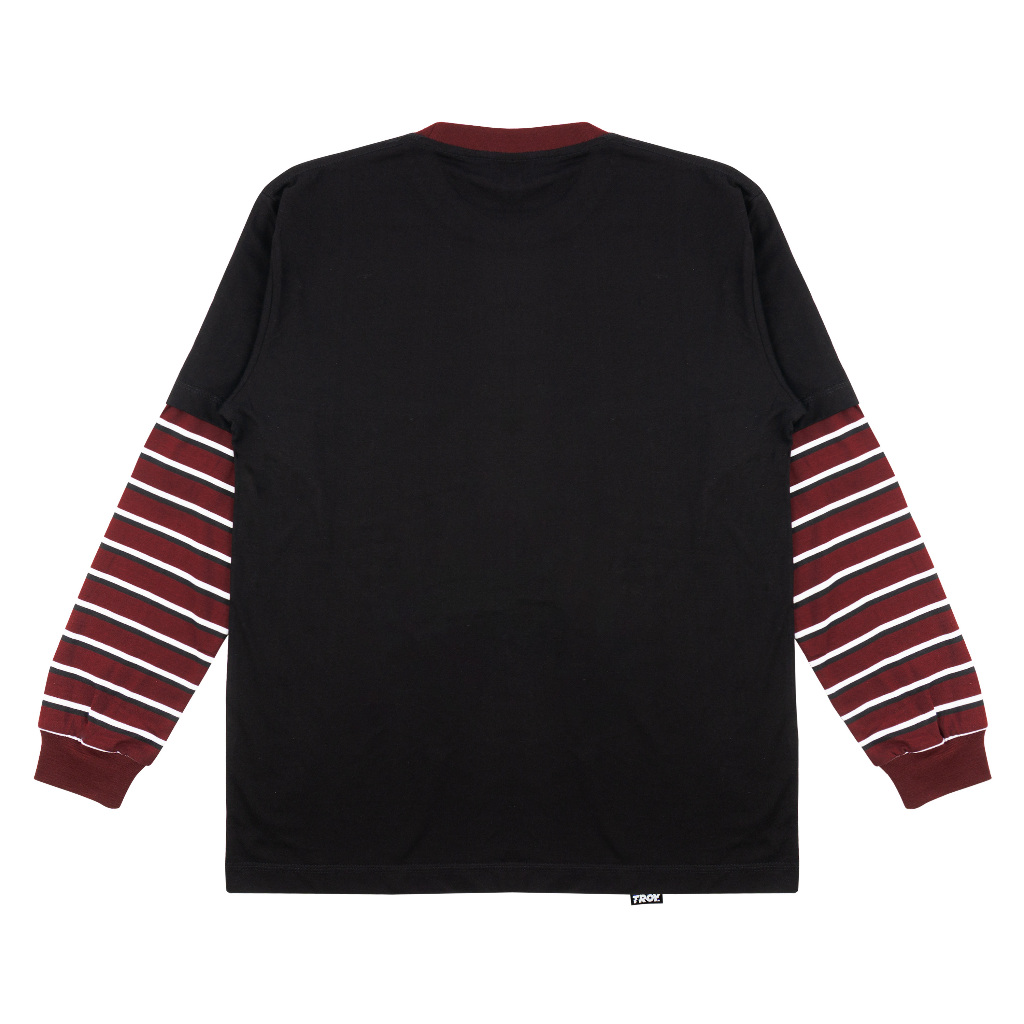 Troy Company Double Sleeve Longsleeve Black Maroon Storm Hoot - Kaos Lengan Panjang Kaos Hitam Maroon DSD 3487