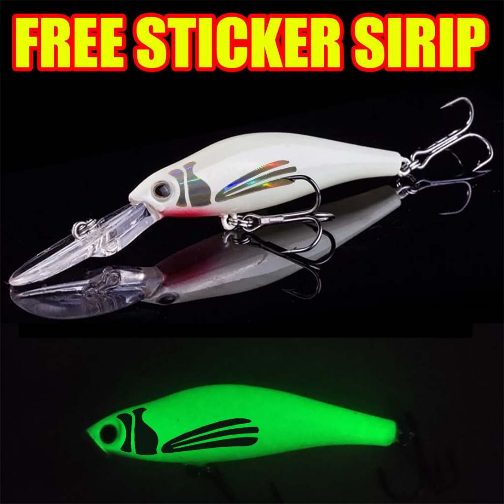 Umpan Pancing Minnow Lidah Panjang Gratis Stiker Sirip GID Glow in The Dark Deeper Swimmer Casting