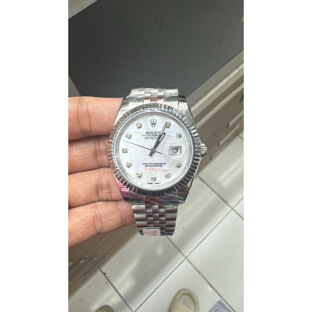 jam tangan pria rolex datejust dim 40 mm automatic kaca saphire