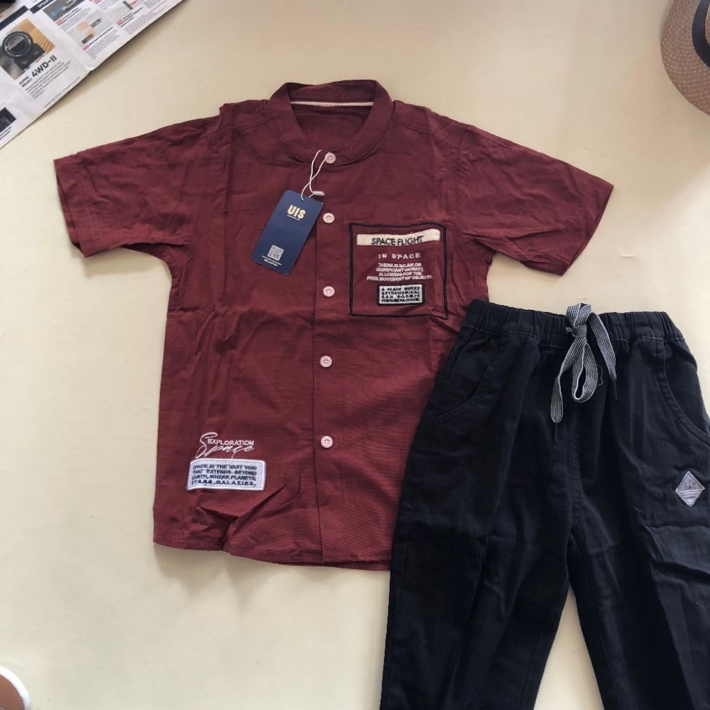 setelan anak UIS kemeja pendek celana panjang