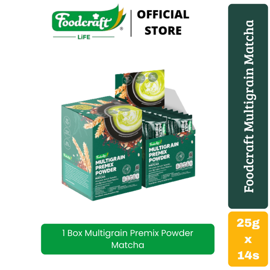 Foodcraft Multigrain Premix Powder Minuman Serbuk Sereal Biji-Bijian Rasa Matcha Pelengkap Nutrisi S