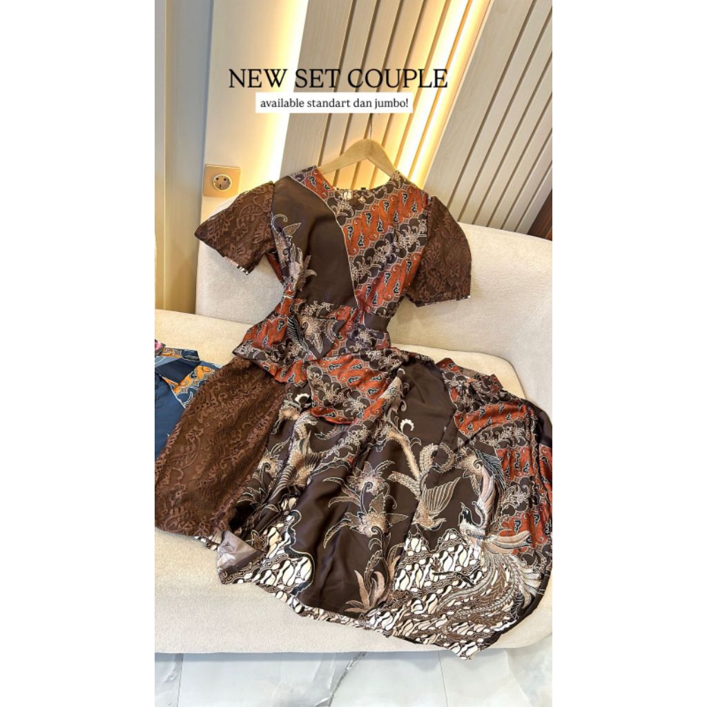 Set Batik Couple Set Batik Couple Modern Set Batik Couple Brukat Modern Dress + Kemeja Cowok