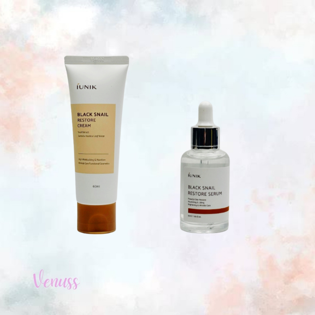Iunik black snail restore cream 60ml |  Iunik black snail restore serum 50ml