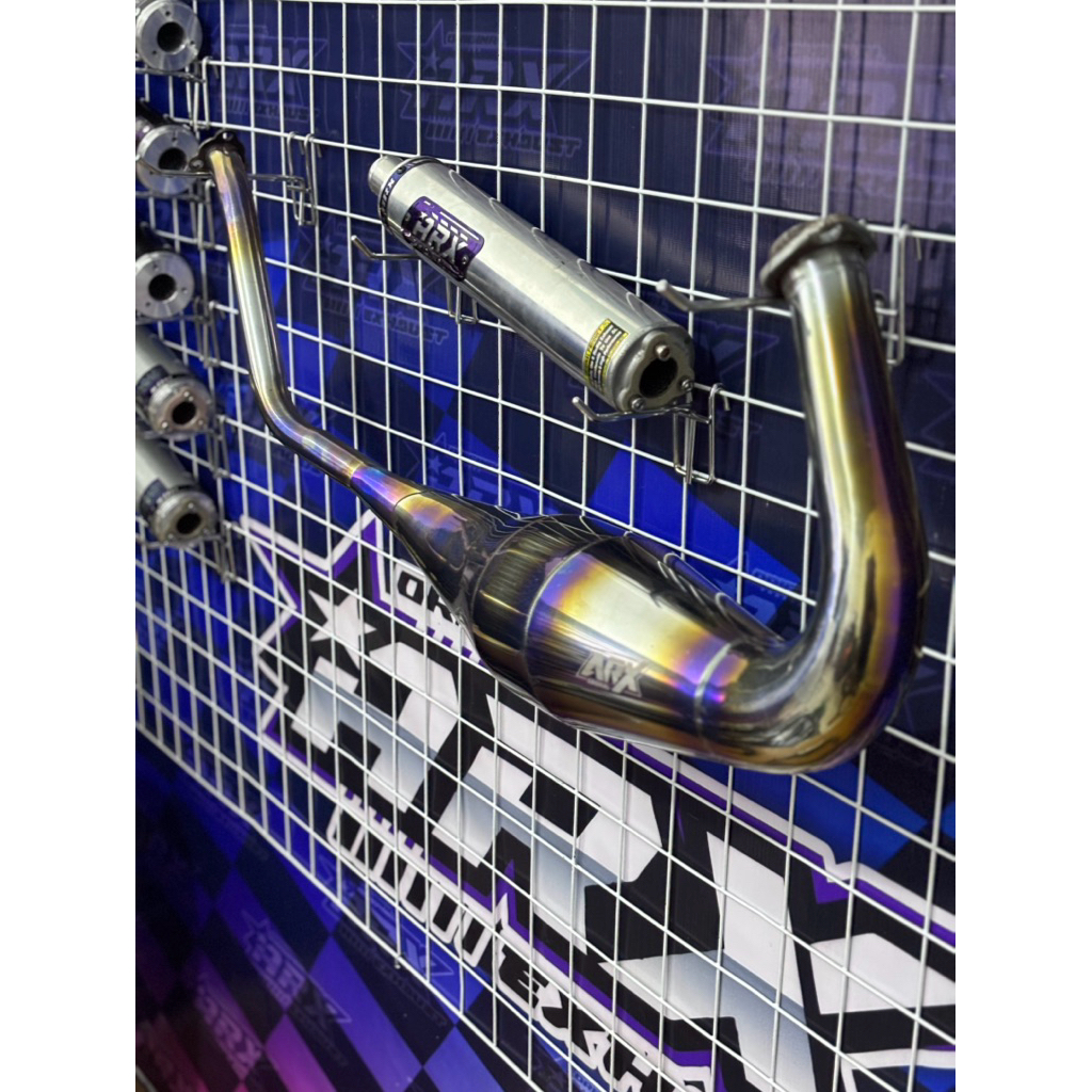 knalpot ninja 2tak R RR SS cember stainless half blue (setengah biru) silincer stainless ujung lurus