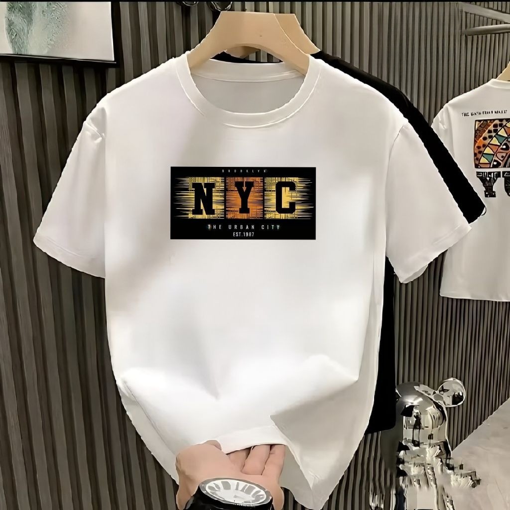 (COD) baju kaos pria oversize distro original 100% t shirt |Logo NYC