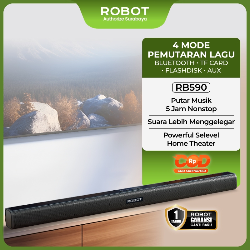 ROBOT Speaker Soundbar Bluetooth TV Speaker Mini Bass 10W Super Stereo Portable Dual Driver TWS Blue