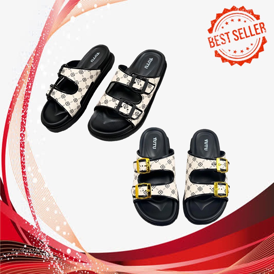 Hot - Sandal Wanita Fashion YUTU Sendal Outdoor Karet Jelly Wanita Terbaru 2025 Sandal Wedges Wanita