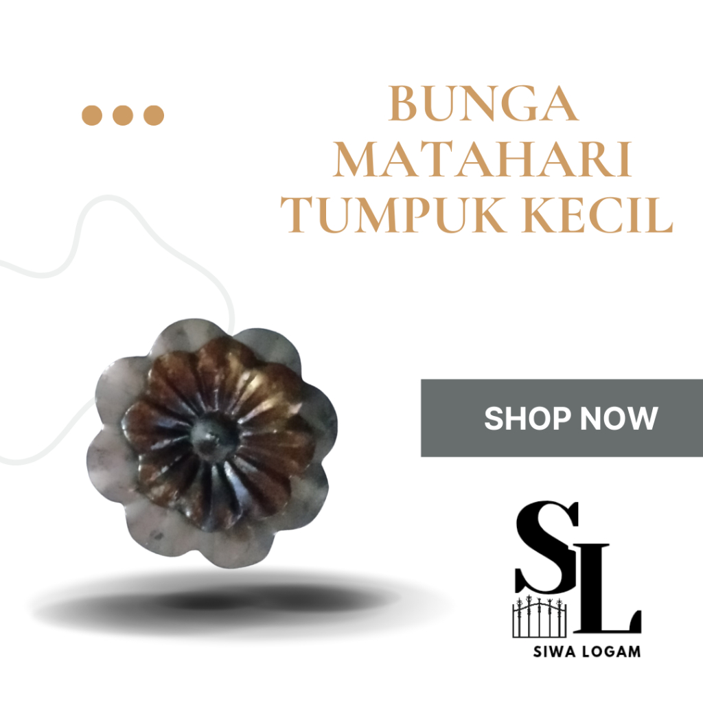 ornamen pagar besi plat Bunga Matahari tumpuk