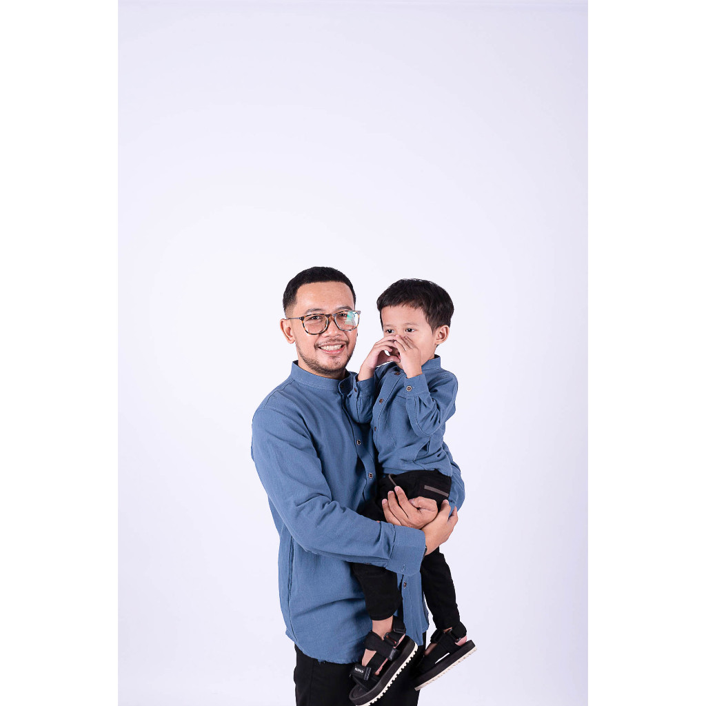 kemeja koko ayah dan anak Biru Denim Yodan