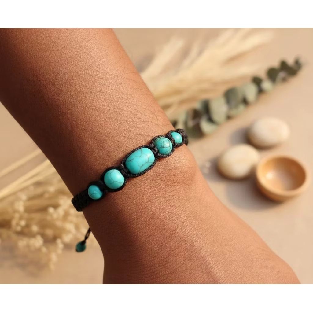 Gelang Macrame Batu Akik Pirus Tibet Mukhi 5