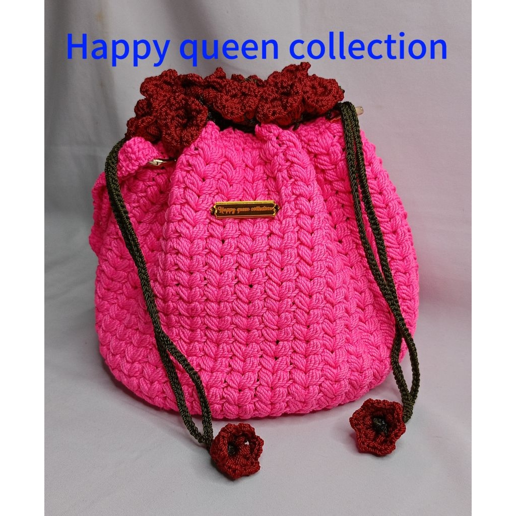 TAS RAJUT SELEMPANG {pink_stabillo}