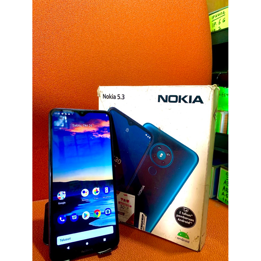 Hp second Nokia 5.3 Ram 4/64 full dus+charger normal layak pake