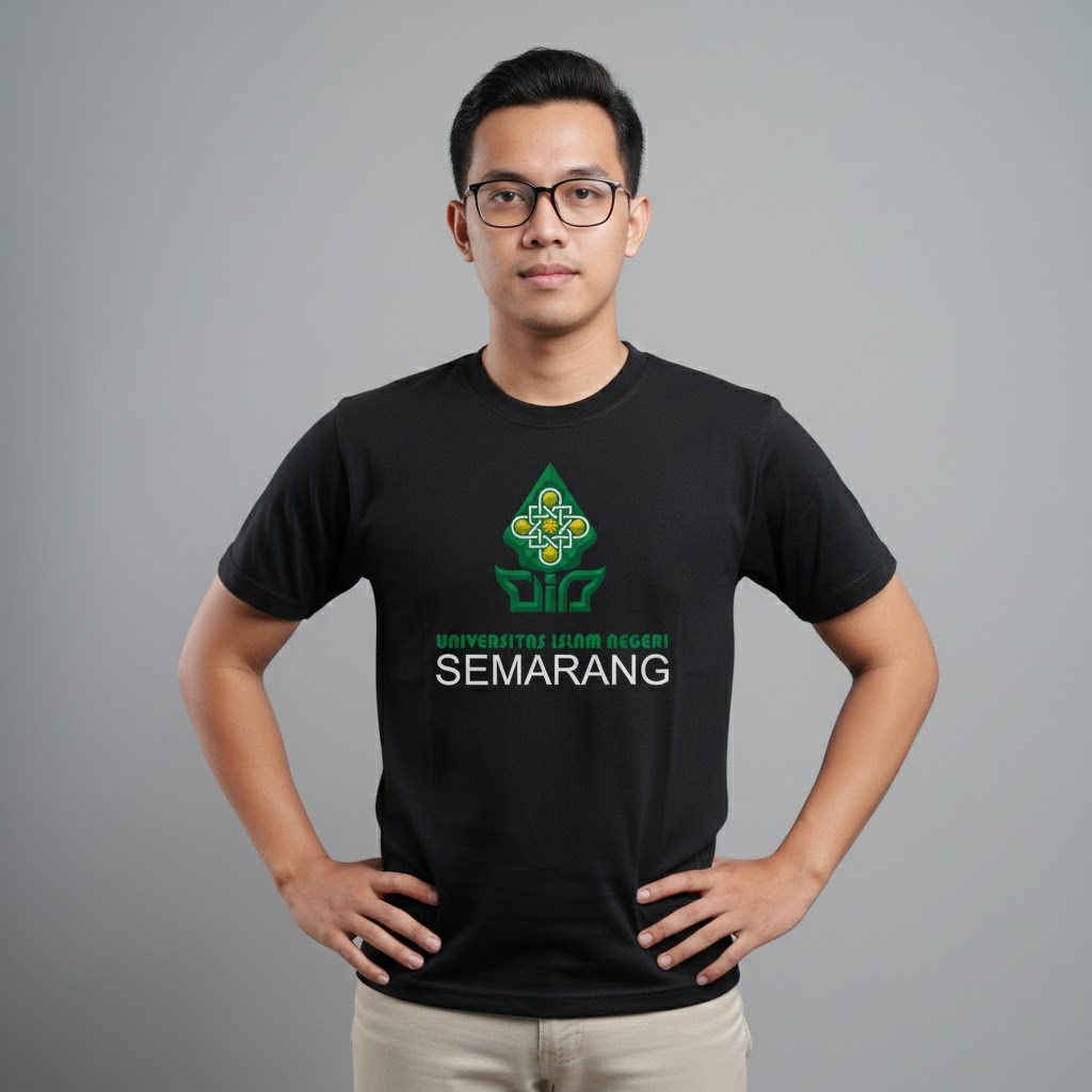 Kaos T-Shirt Premium UIN Walisongo Semarang Unisex Navy Long Short Sleeve