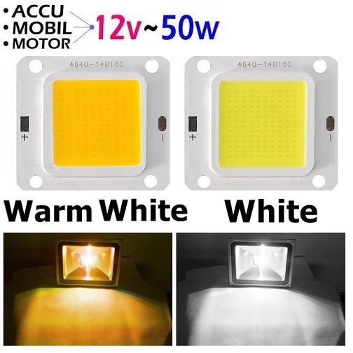 High Power Led 50W COB Kotak HPL COB Input Langsung Aki Accu DC 12V Lampu Sorot Motor Mobil Panel Su