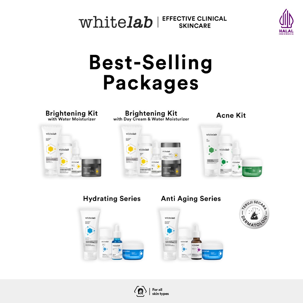 Whitelab Best-Selling Packages - Paket Wajah Brightening, Acne, Hydrating, Anti Aging