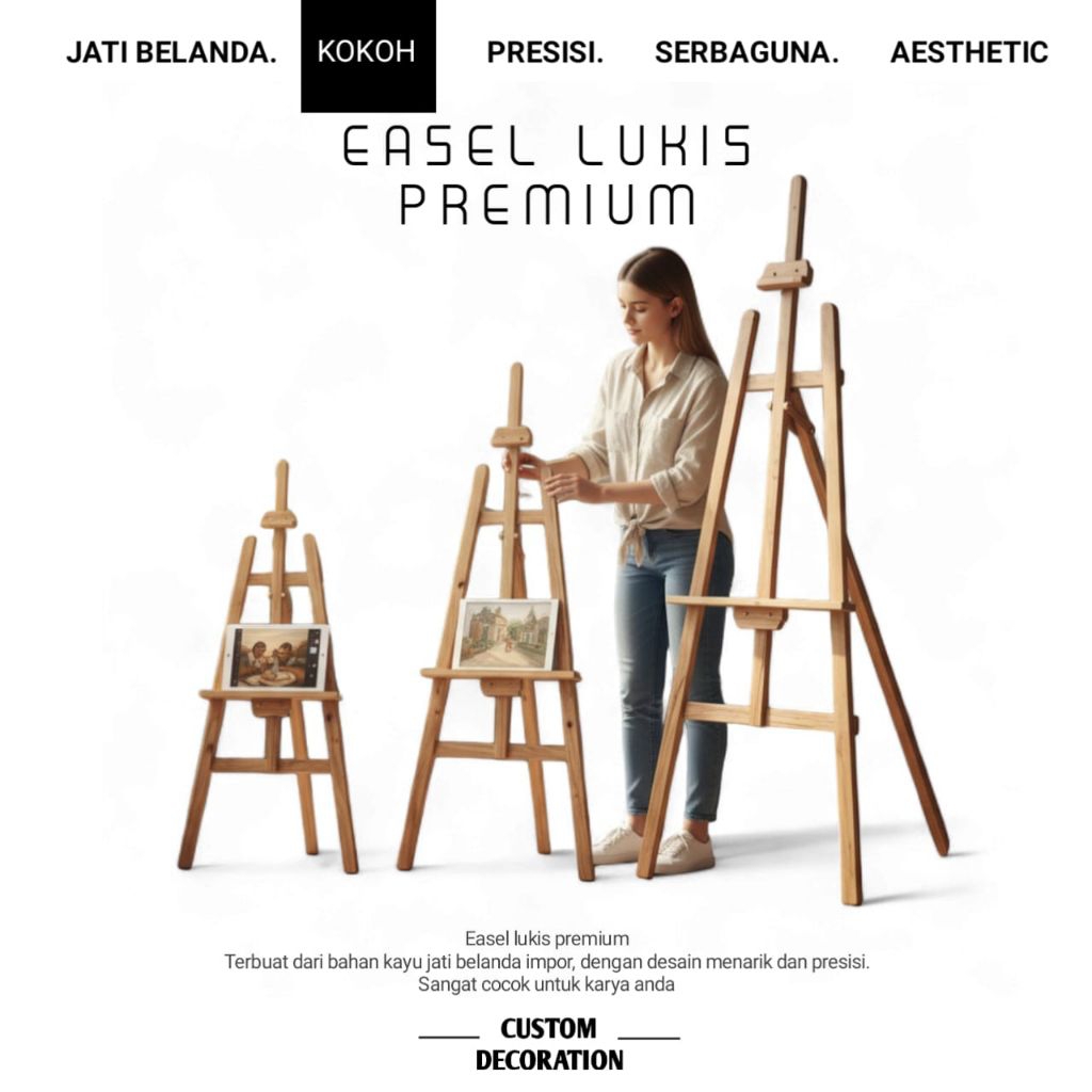 PREMIUM Easel Lukis kayu Jati Belanda