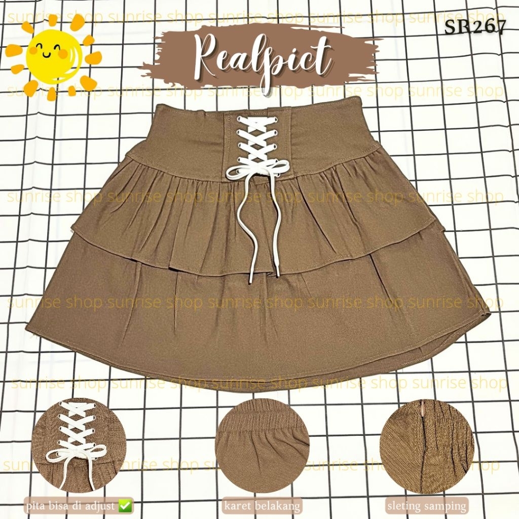 SR267-SINGLE LACE UP TIERED MINI OMERO JEANS SKIRT PREMIUM