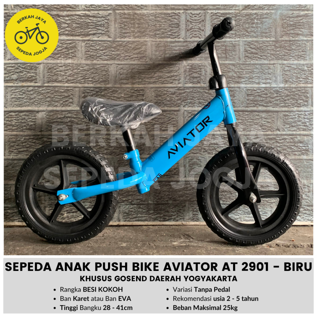 Push Bike Pushbike Sepeda Keseimbangan Anak Balance Bike Aviator AT 2901 Ban Eva Hitam
