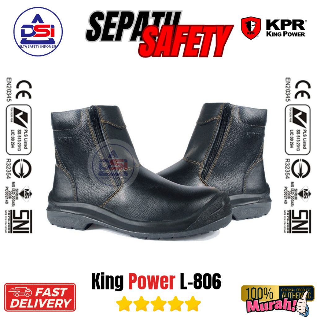 Sepatu Safety King Power L806 Original - Safety Shoes Unisex Pria Wanita Model Resleting