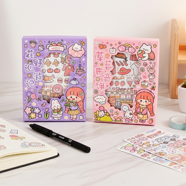 Isi 50 Lembar Sticker Deco Aesthetic Lucu Momo Stiker Anti Air Tumblr DIY Hp/Stiker Motif Kartun Luc