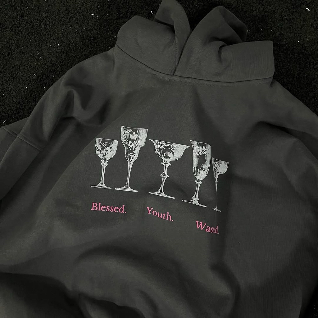 Praedae Studio - Blessed Youth Wasted V2 Dark Grey Hoodie