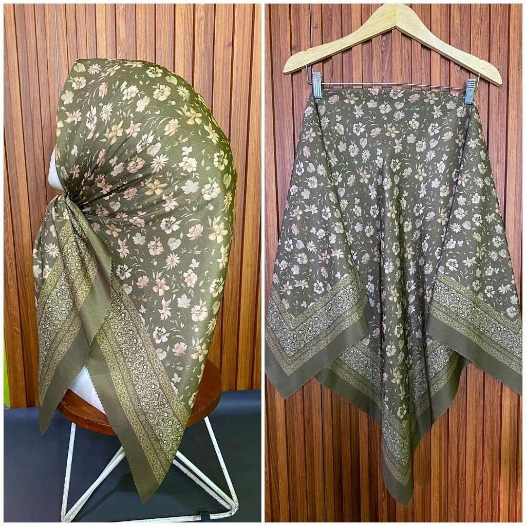 HIJAB SEGI EMPAT VOAL MOTIF BUNGA FELISHA ARMY