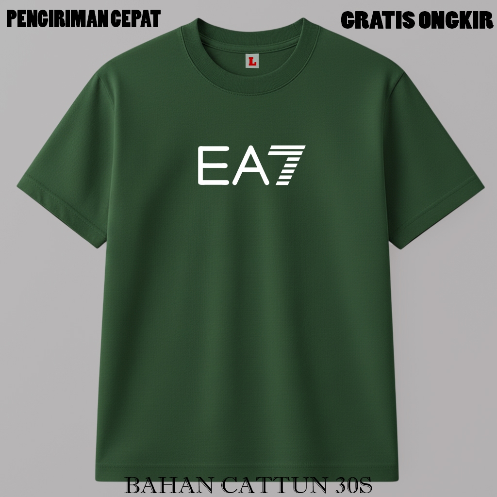Promo Kaos Terbaru EA7 Putih Tebal Kekinian Pria Wanita Korea Style | T-Shirt Termurah Kualitas Terb