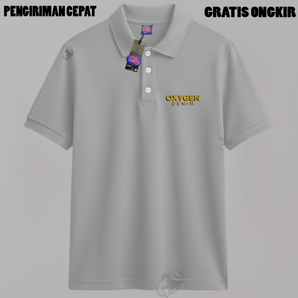 Kaos Polo Kerah Terbaru OXygen Denim Gold Bahan Tebal Tidak Bikin Gerah Kekinian Pria Wanita Korea S
