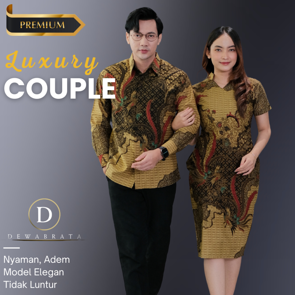 Batik Couple Modern Elegan Motif Rasendra Set Couple Kemeja Dress Couple Keluarga Furing Premium