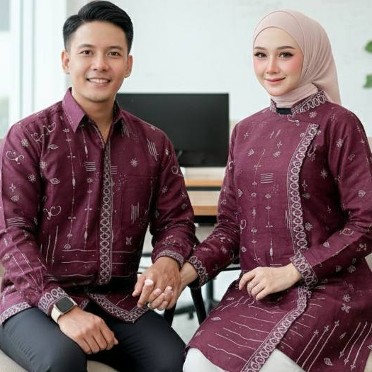 Batik Couple Azura Set Blouse Tunik Puff Adem Nyaman