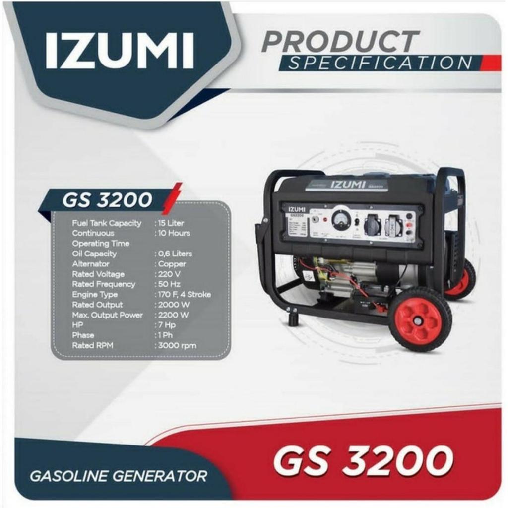 Genset IZUMI GS3200 2000 Watt / Izumi NLG Genset Bensin GS3200 Generator Set Listrik 2000 Watt GS 32