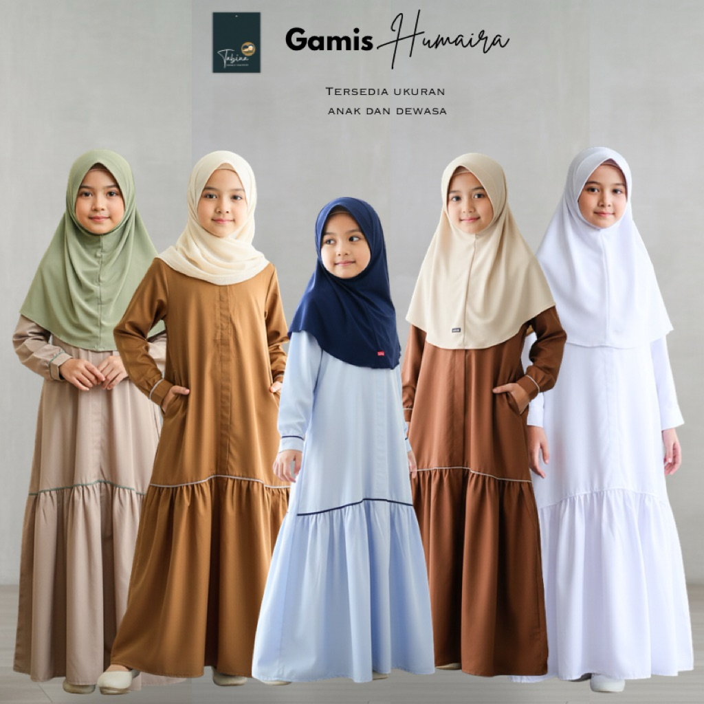 Gamis Anak dan Remaja Bisa Couple Dewasa seri Humaira usia 2 hingga 16 tahun