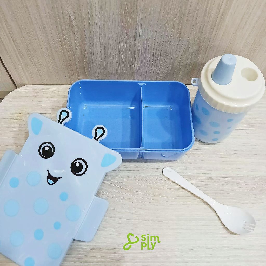 Tempat Makan Anak Karakter+Sendok-Cocok Untuk Bekal Sekolah-Desain Imut Jerapah Cocok Untuk Anak