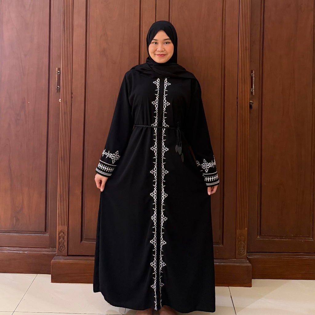 Abaya Hitam Bordir Hebah Gamis Wanita Dewasa