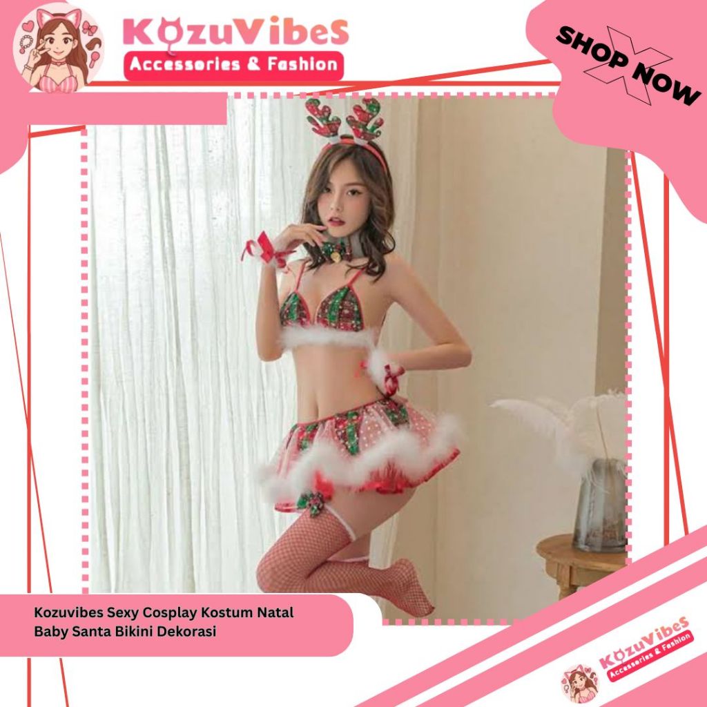 Kozuvibes Sexy Cosplay Kostum Natal Baby Santa Cupcake Bikini Dekorasi